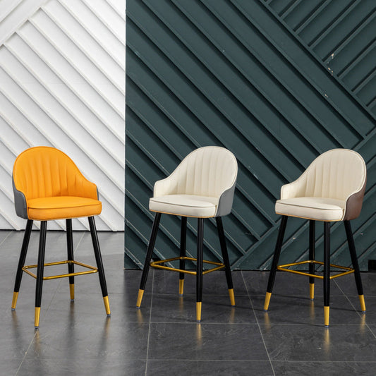 Scandinavian Armed Reception Stool Matte Finish Leather Barstool Clearhalo 'Bar Furniture' 'Bar Stools' 'bar_stools' 'furn' 'furn_bar_stools' 'Furniture' 'furniture_bar_stools' 'Kitchen & Dining Furniture' 5042452