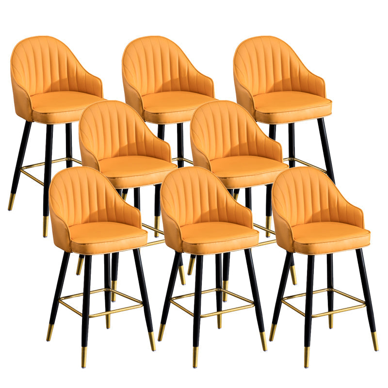 Scandinavian Armed Reception Stool Matte Finish Leather Barstool Orange 8 Piece Set Clearhalo 'Bar Furniture' 'Bar Stools' 'bar_stools' 'furn' 'furn_bar_stools' 'Furniture' 'furniture_bar_stools' 'Kitchen & Dining Furniture' 5042453