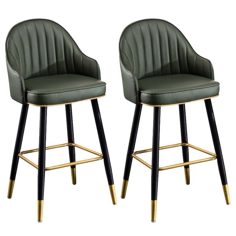 Scandinavian Armed Reception Stool Matte Finish Leather Barstool Green 2 Piece Set Clearhalo 'Bar Furniture' 'Bar Stools' 'bar_stools' 'furn' 'furn_bar_stools' 'Furniture' 'furniture_bar_stools' 'Kitchen & Dining Furniture' 5042455