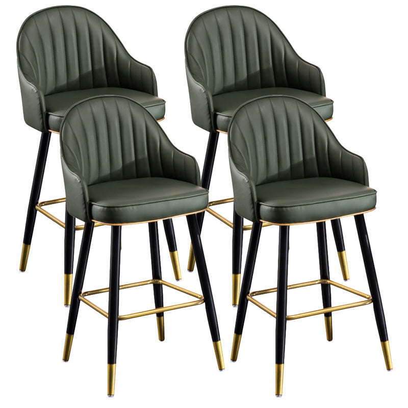 Scandinavian Armed Reception Stool Matte Finish Leather Barstool Green 4 Piece Set Clearhalo 'Bar Furniture' 'Bar Stools' 'bar_stools' 'furn' 'furn_bar_stools' 'Furniture' 'furniture_bar_stools' 'Kitchen & Dining Furniture' 5042457