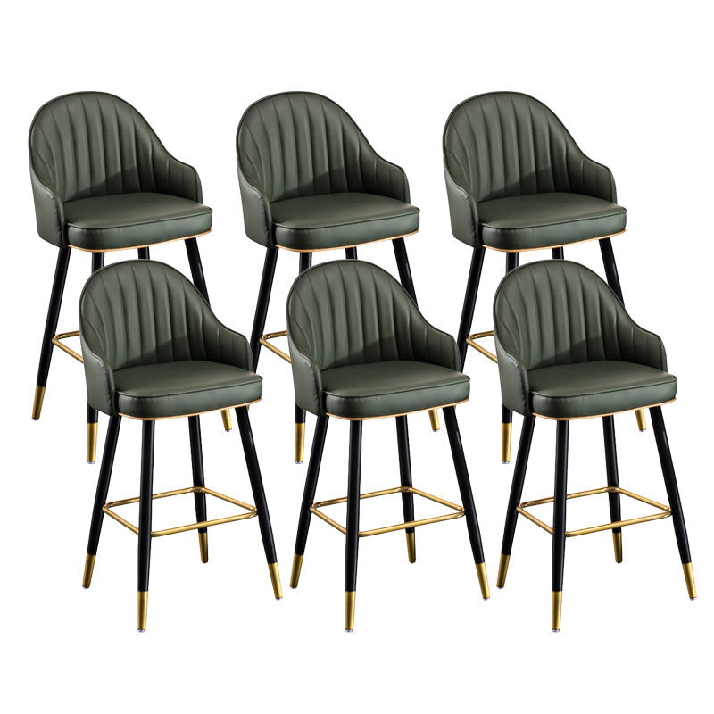 Scandinavian Armed Reception Stool Matte Finish Leather Barstool Green 6 Piece Set Clearhalo 'Bar Furniture' 'Bar Stools' 'bar_stools' 'furn' 'furn_bar_stools' 'Furniture' 'furniture_bar_stools' 'Kitchen & Dining Furniture' 5042460