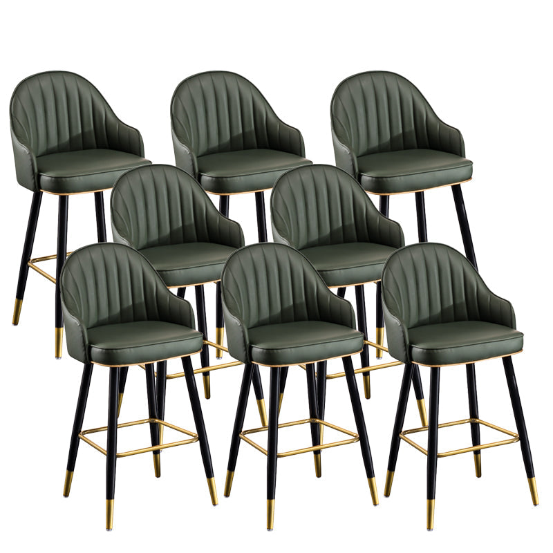 Scandinavian Armed Reception Stool Matte Finish Leather Barstool Green 8 Piece Set Clearhalo 'Bar Furniture' 'Bar Stools' 'bar_stools' 'furn' 'furn_bar_stools' 'Furniture' 'furniture_bar_stools' 'Kitchen & Dining Furniture' 5042461