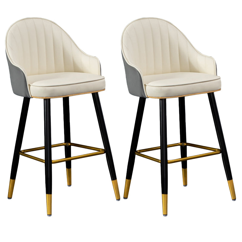 Scandinavian Armed Reception Stool Matte Finish Leather Barstool Cream Gray 2 Piece Set Clearhalo 'Bar Furniture' 'Bar Stools' 'bar_stools' 'furn' 'furn_bar_stools' 'Furniture' 'furniture_bar_stools' 'Kitchen & Dining Furniture' 5042463