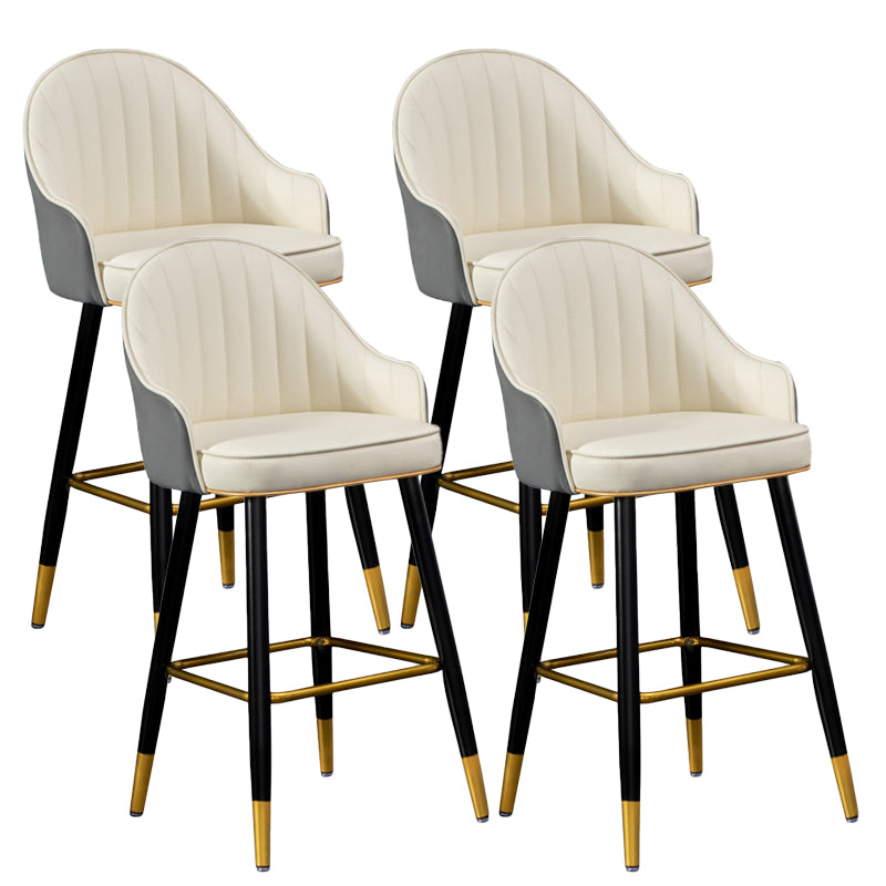 Scandinavian Armed Reception Stool Matte Finish Leather Barstool Cream Gray 4 Piece Set Clearhalo 'Bar Furniture' 'Bar Stools' 'bar_stools' 'furn' 'furn_bar_stools' 'Furniture' 'furniture_bar_stools' 'Kitchen & Dining Furniture' 5042466