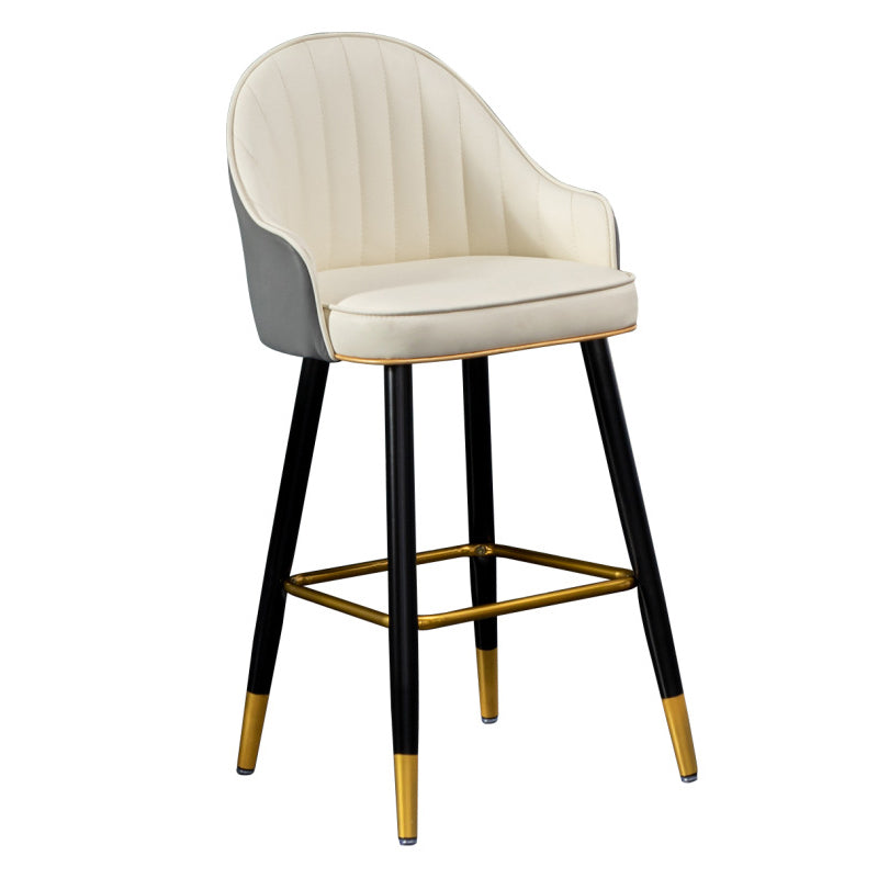 Scandinavian Armed Reception Stool Matte Finish Leather Barstool Clearhalo 'Bar Furniture' 'Bar Stools' 'bar_stools' 'furn' 'furn_bar_stools' 'Furniture' 'furniture_bar_stools' 'Kitchen & Dining Furniture' 5042467