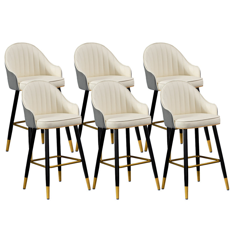 Scandinavian Armed Reception Stool Matte Finish Leather Barstool Cream Gray 6 Piece Set Clearhalo 'Bar Furniture' 'Bar Stools' 'bar_stools' 'furn' 'furn_bar_stools' 'Furniture' 'furniture_bar_stools' 'Kitchen & Dining Furniture' 5042468