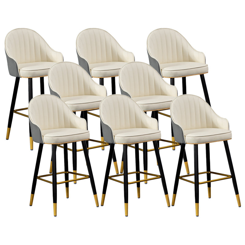 Scandinavian Armed Reception Stool Matte Finish Leather Barstool Cream Gray 8 Piece Set Clearhalo 'Bar Furniture' 'Bar Stools' 'bar_stools' 'furn' 'furn_bar_stools' 'Furniture' 'furniture_bar_stools' 'Kitchen & Dining Furniture' 5042469