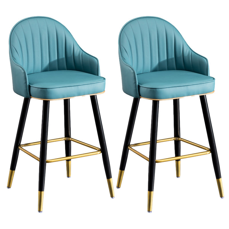 Scandinavian Armed Reception Stool Matte Finish Leather Barstool Blue 2 Piece Set Clearhalo 'Bar Furniture' 'Bar Stools' 'bar_stools' 'furn' 'furn_bar_stools' 'Furniture' 'furniture_bar_stools' 'Kitchen & Dining Furniture' 5042472