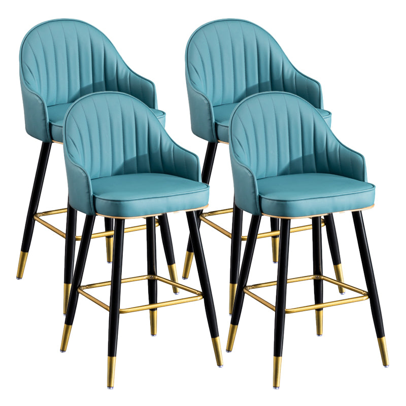Scandinavian Armed Reception Stool Matte Finish Leather Barstool Blue 4 Piece Set Clearhalo 'Bar Furniture' 'Bar Stools' 'bar_stools' 'furn' 'furn_bar_stools' 'Furniture' 'furniture_bar_stools' 'Kitchen & Dining Furniture' 5042473