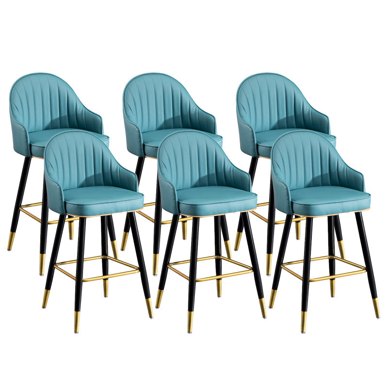 Scandinavian Armed Reception Stool Matte Finish Leather Barstool Blue 6 Piece Set Clearhalo 'Bar Furniture' 'Bar Stools' 'bar_stools' 'furn' 'furn_bar_stools' 'Furniture' 'furniture_bar_stools' 'Kitchen & Dining Furniture' 5042475