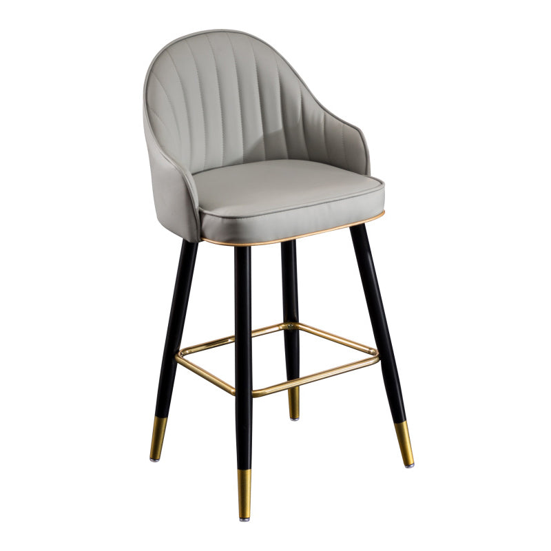 Scandinavian Armed Reception Stool Matte Finish Leather Barstool Clearhalo 'Bar Furniture' 'Bar Stools' 'bar_stools' 'furn' 'furn_bar_stools' 'Furniture' 'furniture_bar_stools' 'Kitchen & Dining Furniture' 5042476