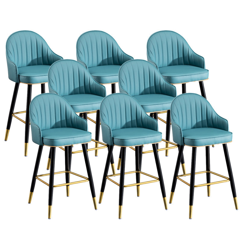 Scandinavian Armed Reception Stool Matte Finish Leather Barstool Blue 8 Piece Set Clearhalo 'Bar Furniture' 'Bar Stools' 'bar_stools' 'furn' 'furn_bar_stools' 'Furniture' 'furniture_bar_stools' 'Kitchen & Dining Furniture' 5042477