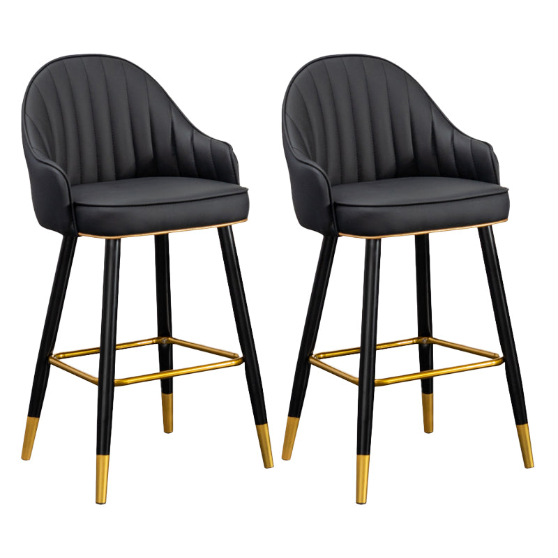 Scandinavian Armed Reception Stool Matte Finish Leather Barstool Black 2 Piece Set Clearhalo 'Bar Furniture' 'Bar Stools' 'bar_stools' 'furn' 'furn_bar_stools' 'Furniture' 'furniture_bar_stools' 'Kitchen & Dining Furniture' 5042478