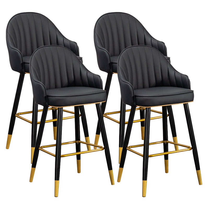 Scandinavian Armed Reception Stool Matte Finish Leather Barstool Black 4 Piece Set Clearhalo 'Bar Furniture' 'Bar Stools' 'bar_stools' 'furn' 'furn_bar_stools' 'Furniture' 'furniture_bar_stools' 'Kitchen & Dining Furniture' 5042479