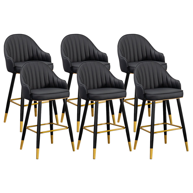Scandinavian Armed Reception Stool Matte Finish Leather Barstool Black 6 Piece Set Clearhalo 'Bar Furniture' 'Bar Stools' 'bar_stools' 'furn' 'furn_bar_stools' 'Furniture' 'furniture_bar_stools' 'Kitchen & Dining Furniture' 5042480