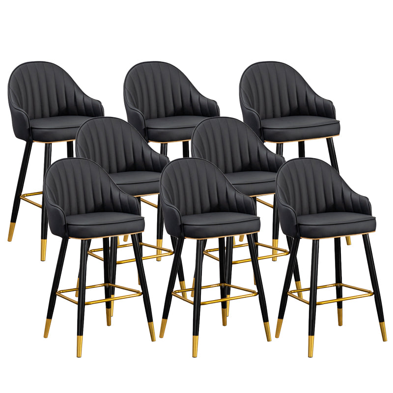 Scandinavian Armed Reception Stool Matte Finish Leather Barstool Black 8 Piece Set Clearhalo 'Bar Furniture' 'Bar Stools' 'bar_stools' 'furn' 'furn_bar_stools' 'Furniture' 'furniture_bar_stools' 'Kitchen & Dining Furniture' 5042481