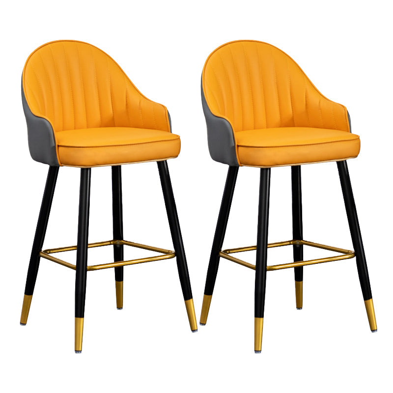 Scandinavian Armed Reception Stool Matte Finish Leather Barstool Orange-Gray 2 Piece Set Clearhalo 'Bar Furniture' 'Bar Stools' 'bar_stools' 'furn' 'furn_bar_stools' 'Furniture' 'furniture_bar_stools' 'Kitchen & Dining Furniture' 5042482