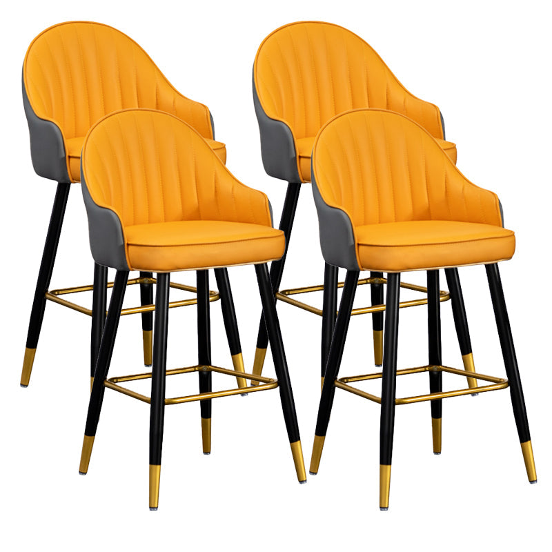 Scandinavian Armed Reception Stool Matte Finish Leather Barstool Orange-Gray 4 Piece Set Clearhalo 'Bar Furniture' 'Bar Stools' 'bar_stools' 'furn' 'furn_bar_stools' 'Furniture' 'furniture_bar_stools' 'Kitchen & Dining Furniture' 5042483