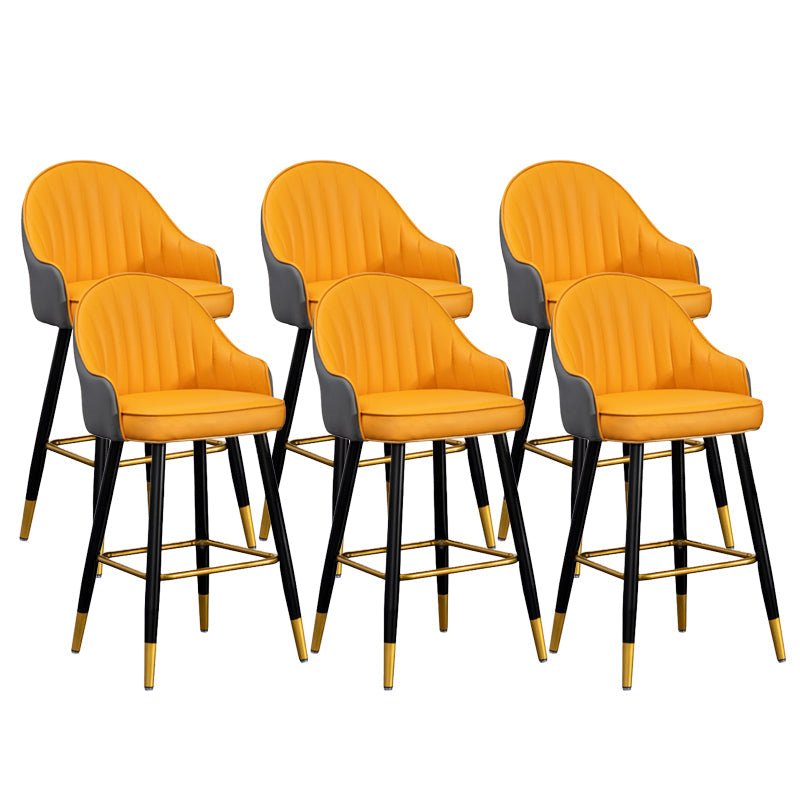 Scandinavian Armed Reception Stool Matte Finish Leather Barstool Orange-Gray 6 Piece Set Clearhalo 'Bar Furniture' 'Bar Stools' 'bar_stools' 'furn' 'furn_bar_stools' 'Furniture' 'furniture_bar_stools' 'Kitchen & Dining Furniture' 5042484