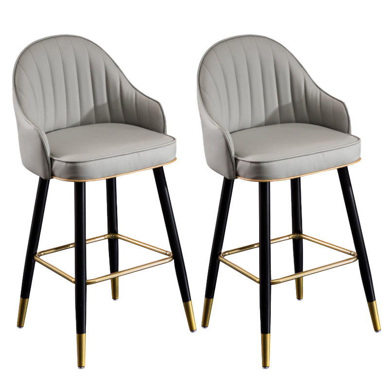 Scandinavian Armed Reception Stool Matte Finish Leather Barstool Grey 2 Piece Set Clearhalo 'Bar Furniture' 'Bar Stools' 'bar_stools' 'furn' 'furn_bar_stools' 'Furniture' 'furniture_bar_stools' 'Kitchen & Dining Furniture' 5042486