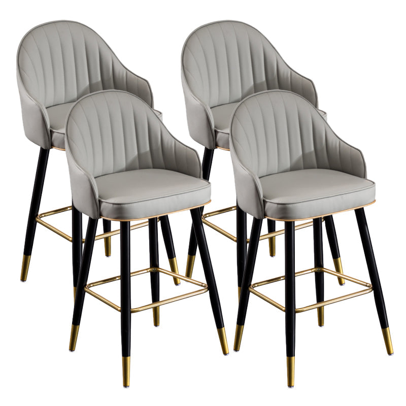 Scandinavian Armed Reception Stool Matte Finish Leather Barstool Grey 4 Piece Set Clearhalo 'Bar Furniture' 'Bar Stools' 'bar_stools' 'furn' 'furn_bar_stools' 'Furniture' 'furniture_bar_stools' 'Kitchen & Dining Furniture' 5042487