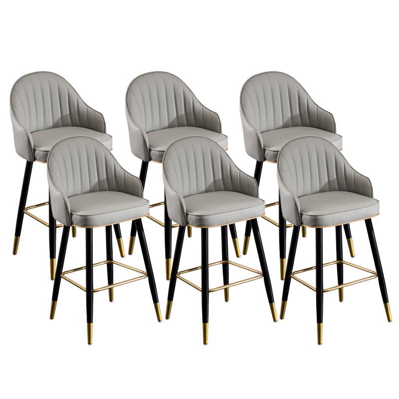 Scandinavian Armed Reception Stool Matte Finish Leather Barstool Grey 6 Piece Set Clearhalo 'Bar Furniture' 'Bar Stools' 'bar_stools' 'furn' 'furn_bar_stools' 'Furniture' 'furniture_bar_stools' 'Kitchen & Dining Furniture' 5042488