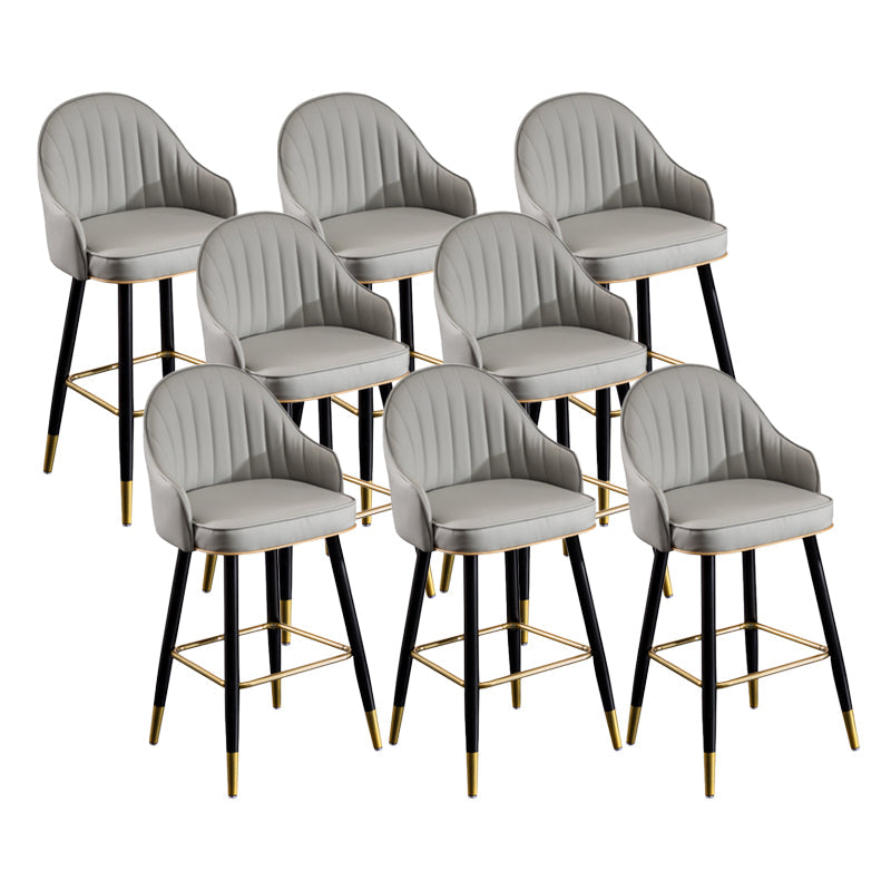 Scandinavian Armed Reception Stool Matte Finish Leather Barstool Grey 8 Piece Set Clearhalo 'Bar Furniture' 'Bar Stools' 'bar_stools' 'furn' 'furn_bar_stools' 'Furniture' 'furniture_bar_stools' 'Kitchen & Dining Furniture' 5042489