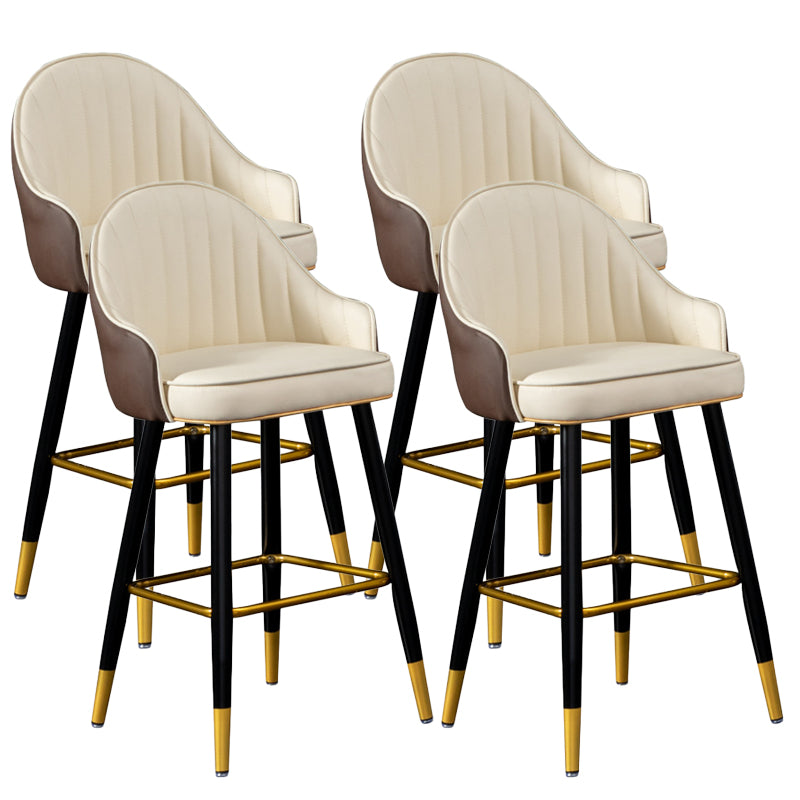 Scandinavian Armed Reception Stool Matte Finish Leather Barstool Off-White 4 Piece Set Clearhalo 'Bar Furniture' 'Bar Stools' 'bar_stools' 'furn' 'furn_bar_stools' 'Furniture' 'furniture_bar_stools' 'Kitchen & Dining Furniture' 5042491