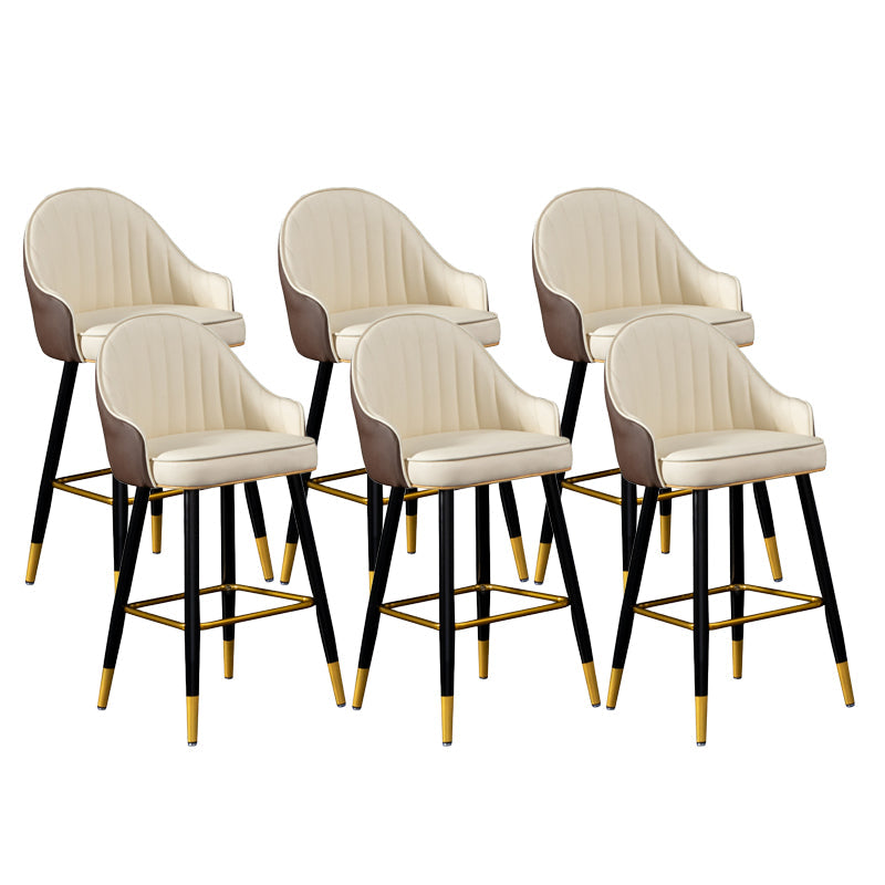 Scandinavian Armed Reception Stool Matte Finish Leather Barstool Off-White 6 Piece Set Clearhalo 'Bar Furniture' 'Bar Stools' 'bar_stools' 'furn' 'furn_bar_stools' 'Furniture' 'furniture_bar_stools' 'Kitchen & Dining Furniture' 5042492