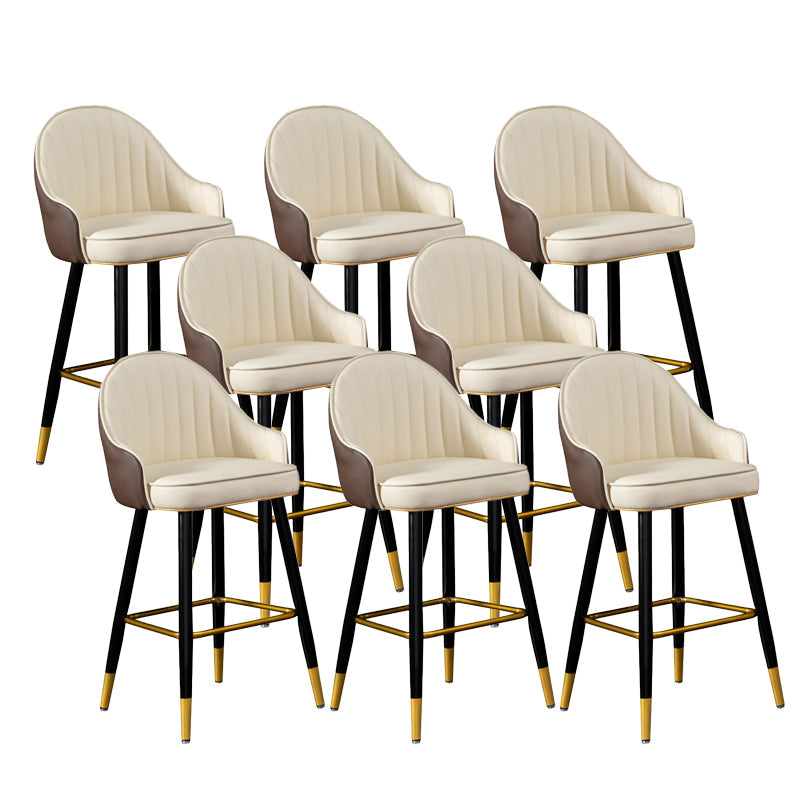 Scandinavian Armed Reception Stool Matte Finish Leather Barstool Off-White 8 Piece Set Clearhalo 'Bar Furniture' 'Bar Stools' 'bar_stools' 'furn' 'furn_bar_stools' 'Furniture' 'furniture_bar_stools' 'Kitchen & Dining Furniture' 5042493