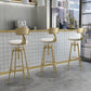 Glam Liftable Rotatable Counter Stool Iron Cafe Bar Stool with Cushion and Pedal Clearhalo 'Bar Furniture' 'Bar Stools' 'bar_stools' 'furn' 'furn_bar_stools' 'Furniture' 'furniture_bar_stools' 'Kitchen & Dining Furniture' 5042497