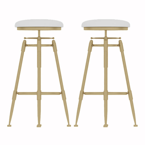 Glam Liftable Rotatable Counter Stool Iron Cafe Bar Stool with Cushion and Pedal White Backless 2 Piece Set Clearhalo 'Bar Furniture' 'Bar Stools' 'bar_stools' 'furn' 'furn_bar_stools' 'Furniture' 'furniture_bar_stools' 'Kitchen & Dining Furniture' 5042498