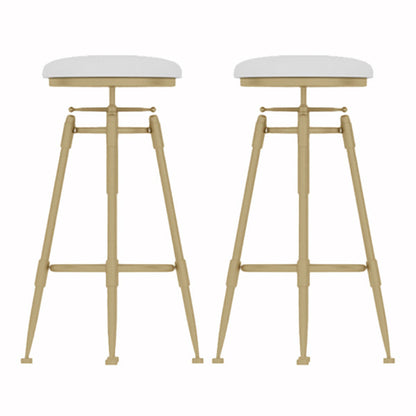 Glam Liftable Rotatable Counter Stool Iron Cafe Bar Stool with Cushion and Pedal White Backless 2 Piece Set Clearhalo 'Bar Furniture' 'Bar Stools' 'bar_stools' 'furn' 'furn_bar_stools' 'Furniture' 'furniture_bar_stools' 'Kitchen & Dining Furniture' 5042498