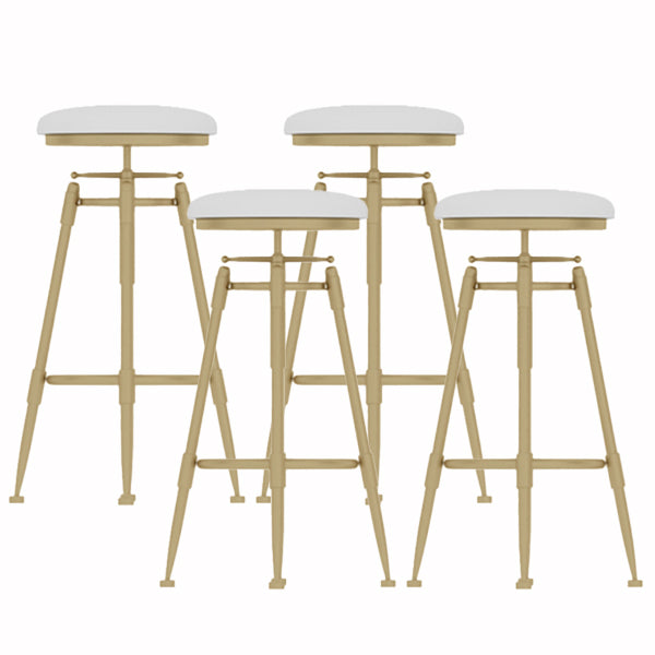 Glam Liftable Rotatable Counter Stool Iron Cafe Bar Stool with Cushion and Pedal White Backless 4 Piece Set Clearhalo 'Bar Furniture' 'Bar Stools' 'bar_stools' 'furn' 'furn_bar_stools' 'Furniture' 'furniture_bar_stools' 'Kitchen & Dining Furniture' 5042499
