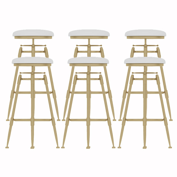 Glam Liftable Rotatable Counter Stool Iron Cafe Bar Stool with Cushion and Pedal White Backless 6 Piece Set Clearhalo 'Bar Furniture' 'Bar Stools' 'bar_stools' 'furn' 'furn_bar_stools' 'Furniture' 'furniture_bar_stools' 'Kitchen & Dining Furniture' 5042501