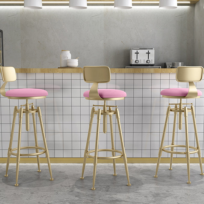 Glam Liftable Rotatable Counter Stool Iron Cafe Bar Stool with Cushion and Pedal Clearhalo 'Bar Furniture' 'Bar Stools' 'bar_stools' 'furn' 'furn_bar_stools' 'Furniture' 'furniture_bar_stools' 'Kitchen & Dining Furniture' 5042502