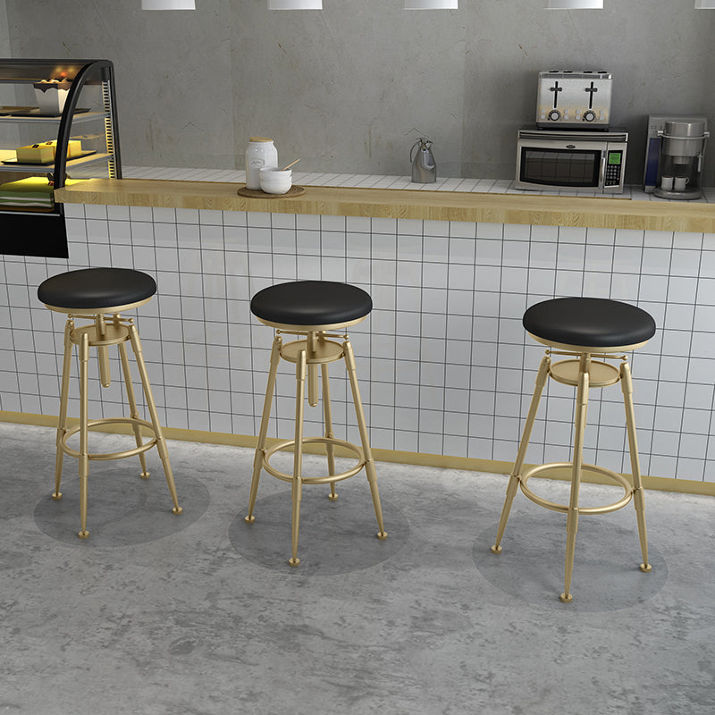 Glam Liftable Rotatable Counter Stool Iron Cafe Bar Stool with Cushion and Pedal Clearhalo 'Bar Furniture' 'Bar Stools' 'bar_stools' 'furn' 'furn_bar_stools' 'Furniture' 'furniture_bar_stools' 'Kitchen & Dining Furniture' 5042503