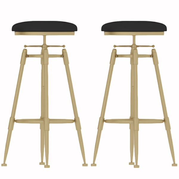 Glam Liftable Rotatable Counter Stool Iron Cafe Bar Stool with Cushion and Pedal Black Backless 2 Piece Set Clearhalo 'Bar Furniture' 'Bar Stools' 'bar_stools' 'furn' 'furn_bar_stools' 'Furniture' 'furniture_bar_stools' 'Kitchen & Dining Furniture' 5042505