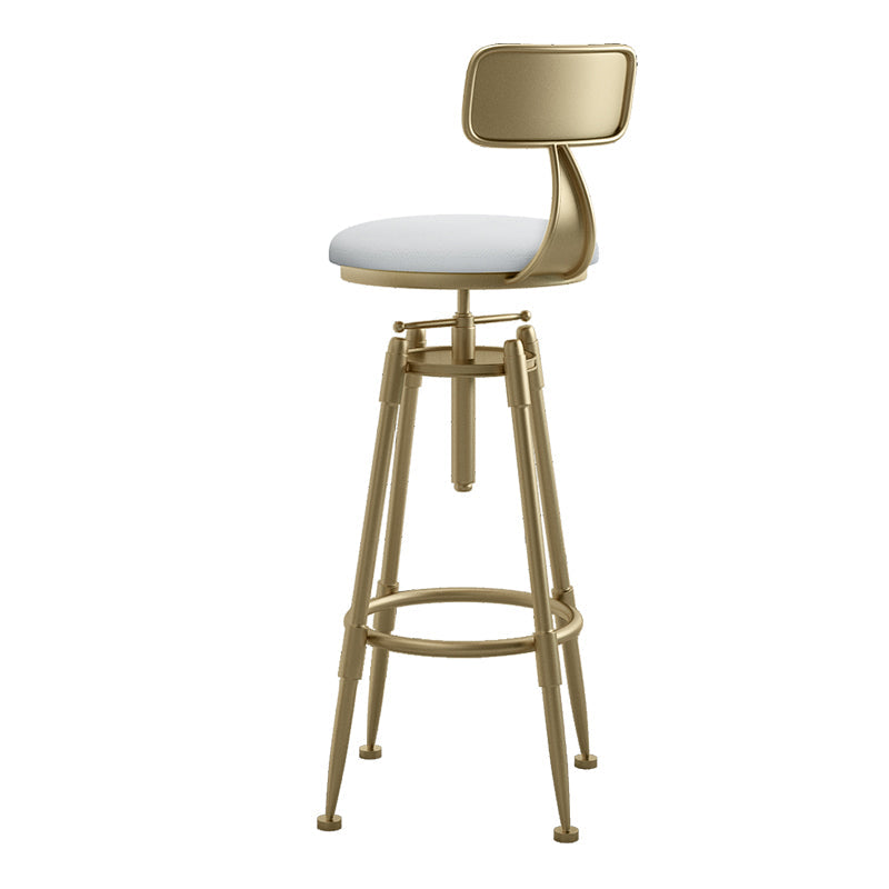 Glam Liftable Rotatable Counter Stool Iron Cafe Bar Stool with Cushion and Pedal Clearhalo 'Bar Furniture' 'Bar Stools' 'bar_stools' 'furn' 'furn_bar_stools' 'Furniture' 'furniture_bar_stools' 'Kitchen & Dining Furniture' 5042506