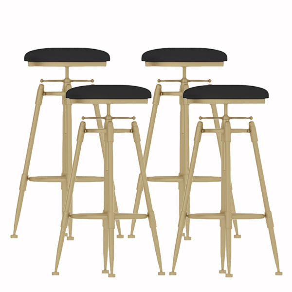 Glam Liftable Rotatable Counter Stool Iron Cafe Bar Stool with Cushion and Pedal Black Backless 4 Piece Set Clearhalo 'Bar Furniture' 'Bar Stools' 'bar_stools' 'furn' 'furn_bar_stools' 'Furniture' 'furniture_bar_stools' 'Kitchen & Dining Furniture' 5042508
