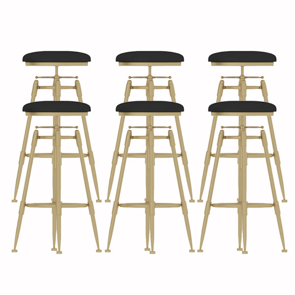 Glam Liftable Rotatable Counter Stool Iron Cafe Bar Stool with Cushion and Pedal Black Backless 6 Piece Set Clearhalo 'Bar Furniture' 'Bar Stools' 'bar_stools' 'furn' 'furn_bar_stools' 'Furniture' 'furniture_bar_stools' 'Kitchen & Dining Furniture' 5042509
