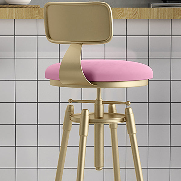 Glam Liftable Rotatable Counter Stool Iron Cafe Bar Stool with Cushion and Pedal Clearhalo 'Bar Furniture' 'Bar Stools' 'bar_stools' 'furn' 'furn_bar_stools' 'Furniture' 'furniture_bar_stools' 'Kitchen & Dining Furniture' 5042510