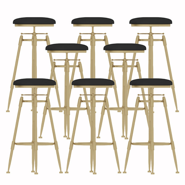 Glam Liftable Rotatable Counter Stool Iron Cafe Bar Stool with Cushion and Pedal Black Backless 8 Piece Set Clearhalo 'Bar Furniture' 'Bar Stools' 'bar_stools' 'furn' 'furn_bar_stools' 'Furniture' 'furniture_bar_stools' 'Kitchen & Dining Furniture' 5042512