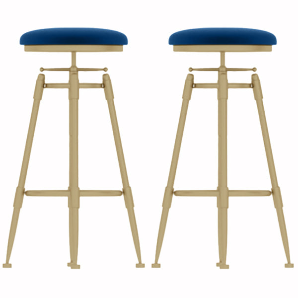 Glam Liftable Rotatable Counter Stool Iron Cafe Bar Stool with Cushion and Pedal Blue Backless 2 Piece Set Clearhalo 'Bar Furniture' 'Bar Stools' 'bar_stools' 'furn' 'furn_bar_stools' 'Furniture' 'furniture_bar_stools' 'Kitchen & Dining Furniture' 5042514