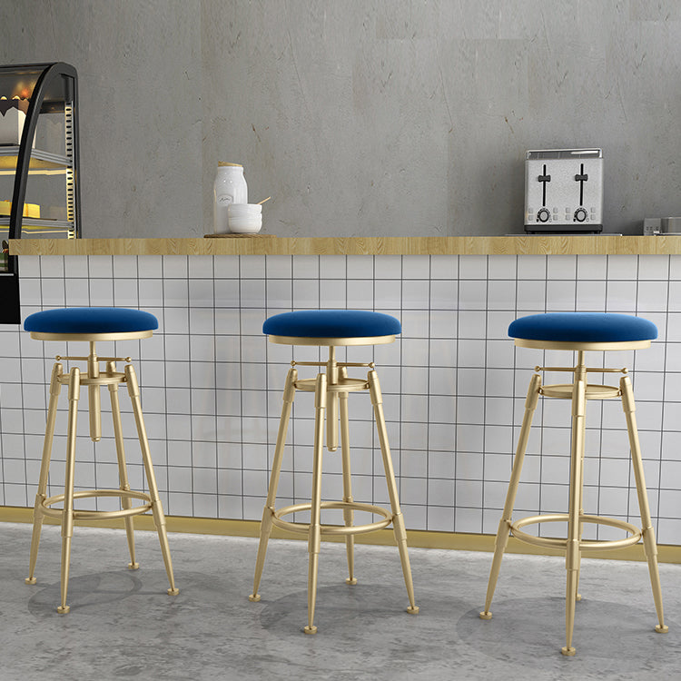 Glam Liftable Rotatable Counter Stool Iron Cafe Bar Stool with Cushion and Pedal Clearhalo 'Bar Furniture' 'Bar Stools' 'bar_stools' 'furn' 'furn_bar_stools' 'Furniture' 'furniture_bar_stools' 'Kitchen & Dining Furniture' 5042515