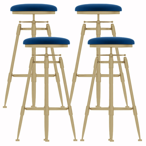 Glam Liftable Rotatable Counter Stool Iron Cafe Bar Stool with Cushion and Pedal Blue Backless 4 Piece Set Clearhalo 'Bar Furniture' 'Bar Stools' 'bar_stools' 'furn' 'furn_bar_stools' 'Furniture' 'furniture_bar_stools' 'Kitchen & Dining Furniture' 5042516