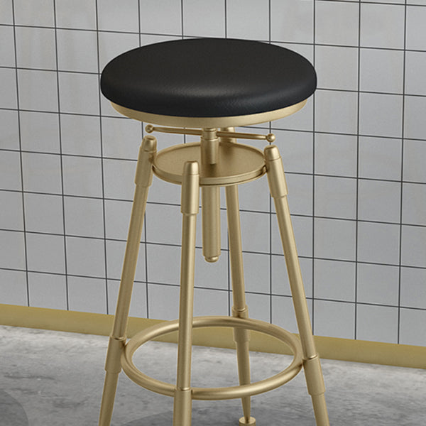 Glam Liftable Rotatable Counter Stool Iron Cafe Bar Stool with Cushion and Pedal Clearhalo 'Bar Furniture' 'Bar Stools' 'bar_stools' 'furn' 'furn_bar_stools' 'Furniture' 'furniture_bar_stools' 'Kitchen & Dining Furniture' 5042517