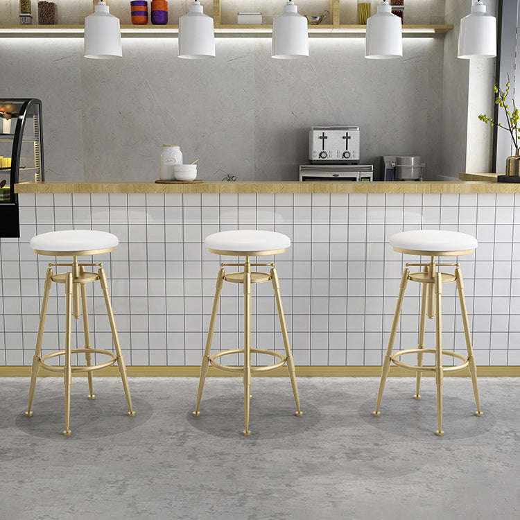 Glam Liftable Rotatable Counter Stool Iron Cafe Bar Stool with Cushion and Pedal Clearhalo 'Bar Furniture' 'Bar Stools' 'bar_stools' 'furn' 'furn_bar_stools' 'Furniture' 'furniture_bar_stools' 'Kitchen & Dining Furniture' 5042519