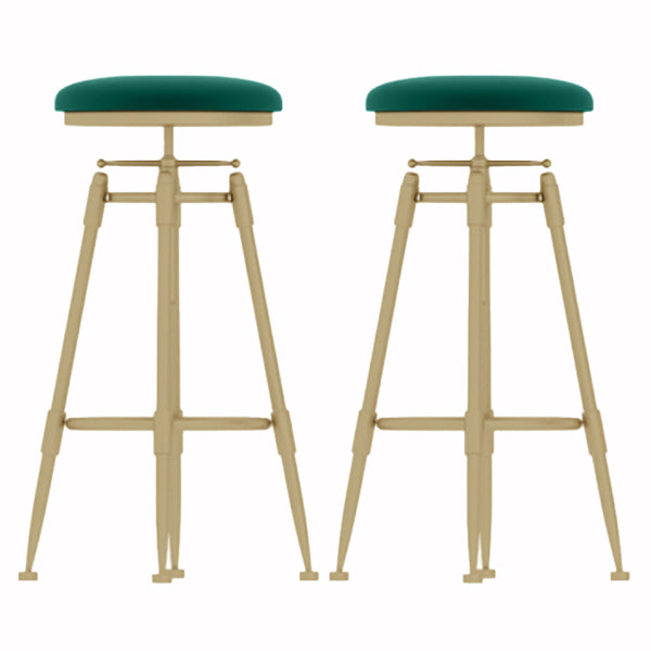 Glam Liftable Rotatable Counter Stool Iron Cafe Bar Stool with Cushion and Pedal Green Backless 2 Piece Set Clearhalo 'Bar Furniture' 'Bar Stools' 'bar_stools' 'furn' 'furn_bar_stools' 'Furniture' 'furniture_bar_stools' 'Kitchen & Dining Furniture' 5042521