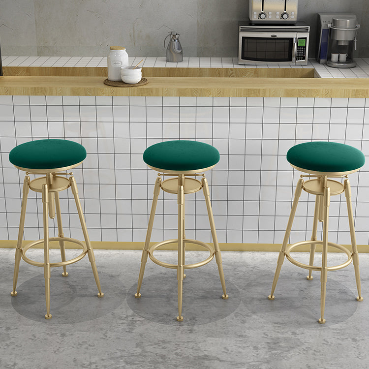 Glam Liftable Rotatable Counter Stool Iron Cafe Bar Stool with Cushion and Pedal Clearhalo 'Bar Furniture' 'Bar Stools' 'bar_stools' 'furn' 'furn_bar_stools' 'Furniture' 'furniture_bar_stools' 'Kitchen & Dining Furniture' 5042522